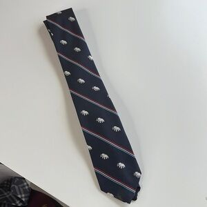Schreter Elephant Navy Blue Red & White Neck Tie Vintage